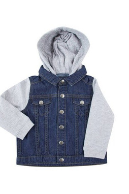 LARKWOOD LW750 - Veste en Jean avec Capuche et Manches Contrastées