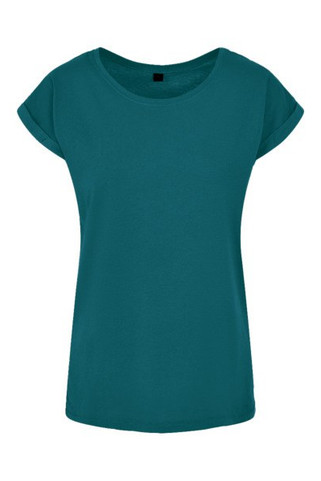 Build Your Brand BY021 - Tricou din bumbac pentru femei cu mâneci pliate