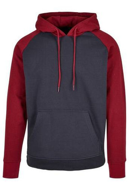 BUILD YOUR BRAND BYB005 - Komfortabel Raglan Hættetrøje med Kontrastdetaljer