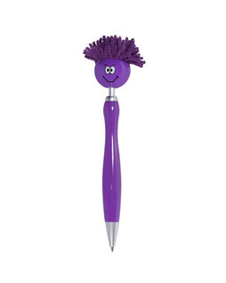 MopToppers PL-1627 - Fidget Spinner Mop-Top Ballpoint Pen with Screen Cleaner