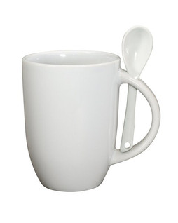 Prime Line CM124 - 12oz Dapper Ceramic Mug With Spoon