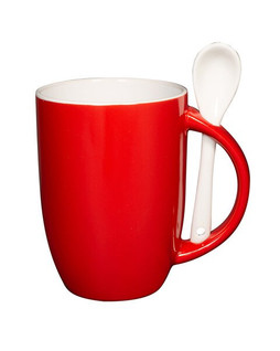 Prime Line CM124 - 12oz Dapper Ceramic Mug With Spoon