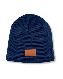 Leeman LG309 - Cozy Textured Knit Beanie with PU Patch