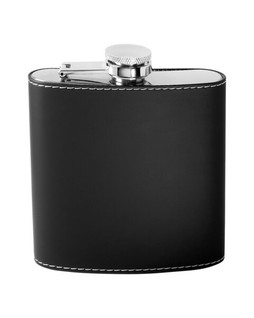 Leeman LG-9345 - Elegant 6oz Stainless Steel Flask with PU Leather Wrap