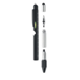 GiftRetail MO2072 - RETOOL Multifunctional Stainless Steel Pen with LED and Ruler