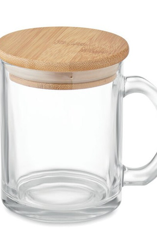 CELESTIAL Eco-Friendly Recycled Glass Mug with Bamboo Lid - GiftRetail MO2091