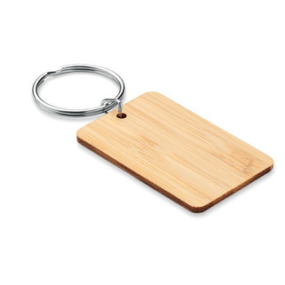 ANGLEBOO Eco-Friendly Rectangular Bamboo Key Ring - GiftRetail MO6978