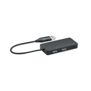 HUB Aluminium 3-Port USB Hub with 20cm Cable - GiftRetail MO2142