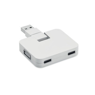 SQUARE Compact 4-Port USB Hub with Type-A and Type-C - GiftRetail MO2254