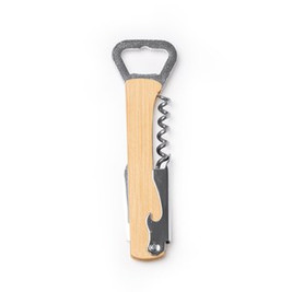 SAIPAN Opener with stainless steel corkscrew in a classic design with bamboo grip - EgotierPro AB1234