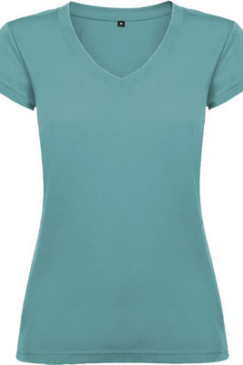 Roly CA6646 - Women's Slim-Fit V-Neck Cotton Tee with Ribbed Finish