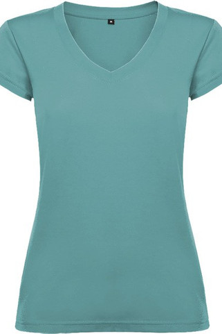 Roly CA6646 - Womens Slim-Fit V-Neck Cotton Tee with Ribbed Finish