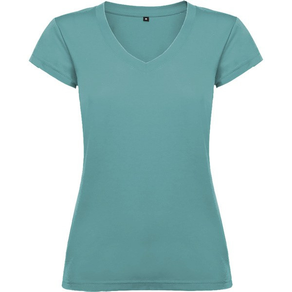 Roly CA6646 - Women's Slim-Fit V-Neck Cotton Tee with Ribbed Finish