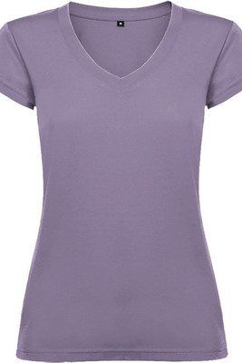 Roly CA6646 - Women's Slim-Fit V-Neck Cotton Tee with Ribbed Finish