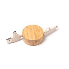 GARYK Extendable charging cable with main structure in bamboo and wheat fibre cable - EgotierPro CR1049