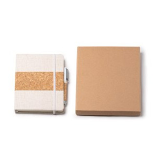 BERET A5 notebook and pen set presented in a kraft cardboard case - EgotierPro HW1323
