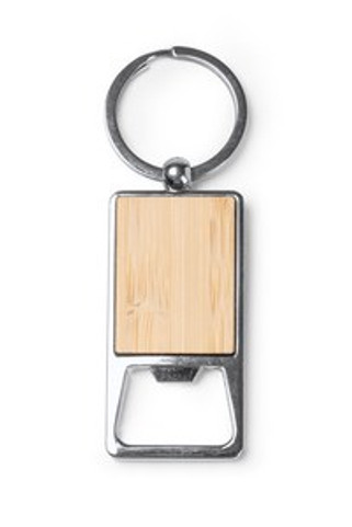 BENUR Keyring opener in bamboo and chrome-pleated metal - EgotierPro KO1260