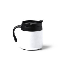 VAKE Double-walled recycled 304 stainles steel mug with screw lid and handle - EgotierPro TZ1358