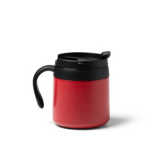 VAKE Double-walled recycled 304 stainles steel mug with screw lid and handle - EgotierPro TZ1358