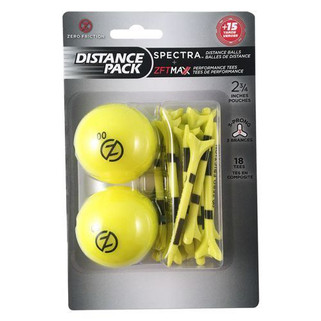 ZERO FRICTION GB2GT18 - Distance Pack w/ 2 Spectra Golf Balls & 18 Tees