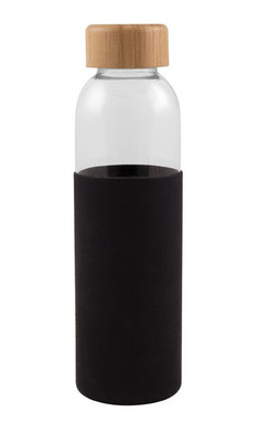 Goya 50019 - Glasflasche 500ml mit Bambusdeckel & Silikonhülle GIN