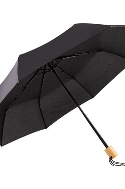 Goya 50651 - RPET Pongee Folding Umbrella with Wooden Handle PUCK