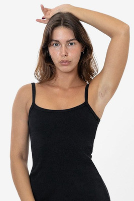 LA Apparel RHR318GD - Vestido espagueti de canalé grueso