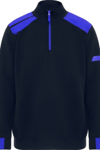 Roly SU8413 - MAVERICK Sweatshirt in gecombineerde kleuren met halve rits en opstaande kraag