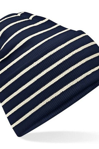 BEECHFIELD BF39R - Nachhaltige Gestreifte Beanie mit Breitem Umschlag
