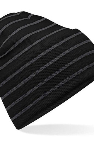 BEECHFIELD BF39R - Nachhaltige Gestreifte Beanie mit Breitem Umschlag