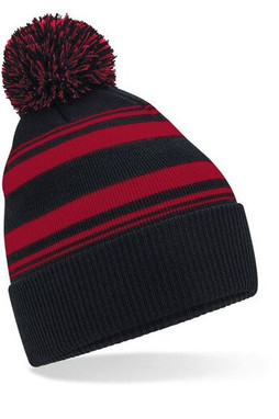 BEECHFIELD BF473R - Eco-Friendly Striped Pom Pom Beanie Hat