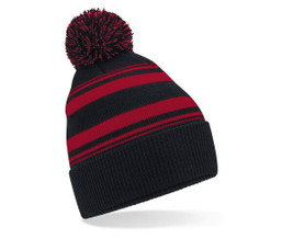 BEECHFIELD BF473R - Eco-Friendly Striped Pom Pom Beanie Hat