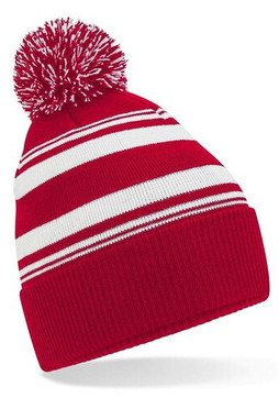 BEECHFIELD BF473R - Eco-Friendly Striped Pom Pom Beanie Hat