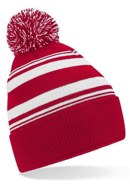 BEECHFIELD BF473R - Eco-Friendly Striped Pom Pom Beanie Hat