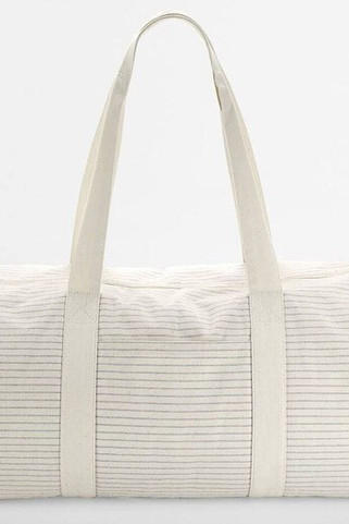 WESTFORD MILL WM258 - STRIPED ORGANIC COTTON BARREL BAG