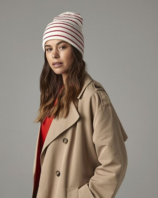 Beechfield B39R - Eco-Friendly Double Layer Striped Beanie with Cuff