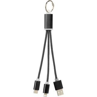 Metal 3-in-1 charging cable with keychain - EgotierPro 134961