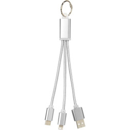 EgotierPro 134961 - Metalen 3-in-1 oplaadkabel met sleutelhanger