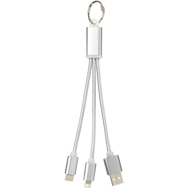 Metal 3-in-1 charging cable with keychain - EgotierPro 134961