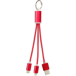 EgotierPro 134961 - Metalen 3-in-1 oplaadkabel met sleutelhanger
