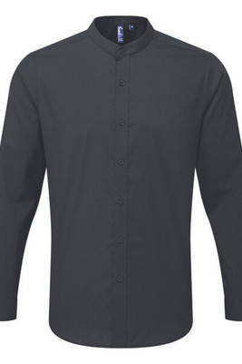 Premier Workwear PR258 - Unisex Long Sleeve Grandad Collar Shirt with Pearl Buttons