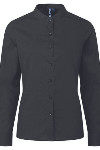 Premier Workwear PR358 - Elegant Ladies Banded Collar Grandad Shirt