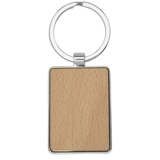 Mauro beech wood rectangular keychain - EgotierPro 118124
