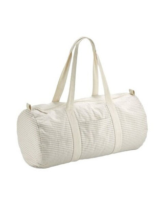 Westford mill W258 - Eco-Friendly Striped Organic Cotton Travel Barrel Bag
