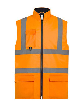 Yoko HV005 - High-Visibility Waterproof Bodywarmer with Fleece Liner