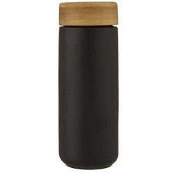 EgotierPro 100705 - Lumi keramische beker met deksel van bamboe van 300 ml