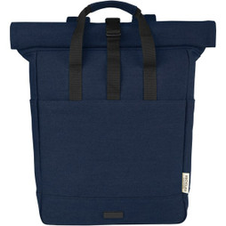 EgotierPro 120678 - Joey 15” GRS recycled canvas rolltop laptop backpack 15L