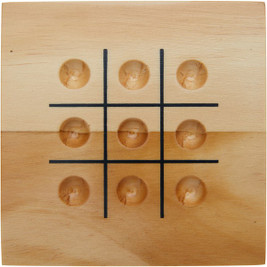 EgotierPro 104564 - Strobus wooden tic-tac-toe game