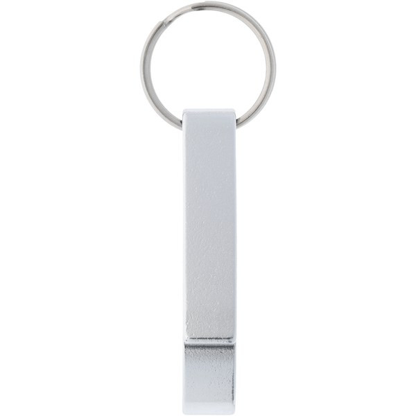 Tao fles- en blikopener van RCS gerecycled aluminium met sleutelhanger - EgotierPro 104571