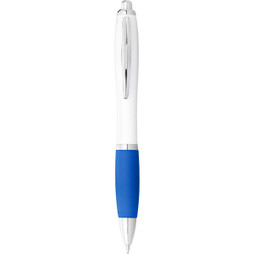 EgotierPro 106371 - Caneta branca com pega colorida "Nash"